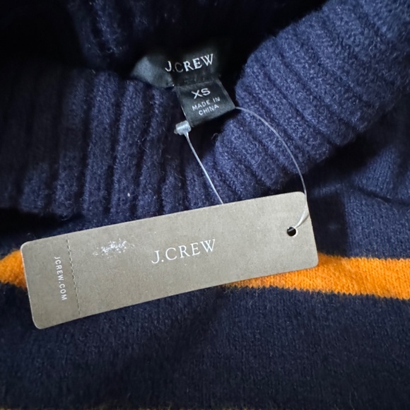 NWT J.CREW Navy Blue Rainbow Striped Alpaca Wool Blend Soft Turtleneck Sweater - Picture 4 of 6